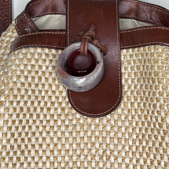 Alfredo picchi woven straw leather vintage bag mini backpack Italian brown - Picture 3 of 8